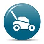 A lawn mower icon on a white background.